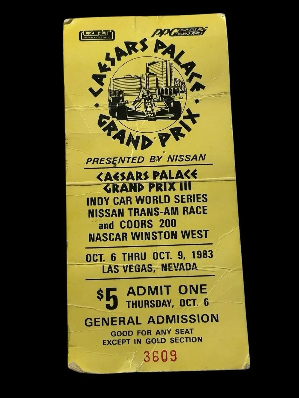 CAESARS PALACE GRAND PRIX III TICKET STUB 83' INDY WORLD SERIES TRANS AM VEGAS